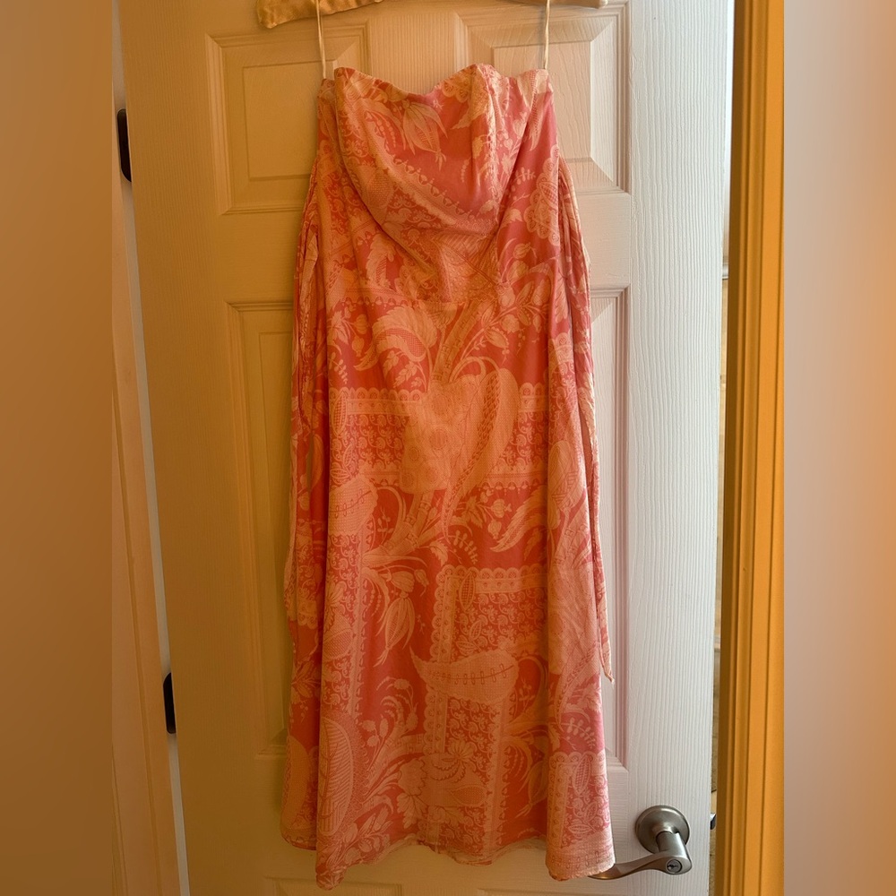 Pink dress. Feminine and strapless